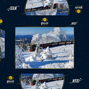 Brockenbahn auf der Fahrt zum Brocken (1142m), Harz 1000 Puzzle Schachtel 3D Modell