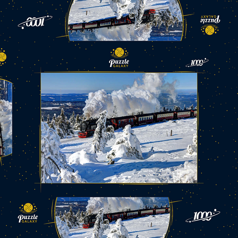 Brockenbahn auf der Fahrt zum Brocken (1142m), Harz 1000 Puzzle Schachtel 3D Modell
