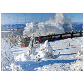 Darstellung des Puzzle-Motivs Brockenbahn auf der Fahrt zum Brocken (1142m), Harz – Puzzleteile: 100
