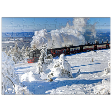 puzzleplate Brockenbahn auf der Fahrt zum Brocken (1142m), Harz 100 Puzzle