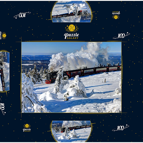 Brockenbahn auf der Fahrt zum Brocken (1142m), Harz 100 Puzzle Schachtel 3D Modell