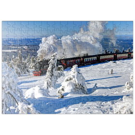 Darstellung des Puzzle-Motivs Brockenbahn auf der Fahrt zum Brocken (1142m), Harz – Puzzleteile: 200