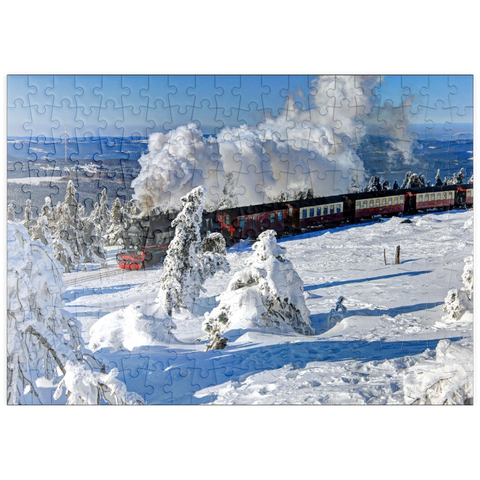 puzzleplate Brockenbahn auf der Fahrt zum Brocken (1142m), Harz 200 Puzzle
