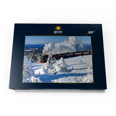 Brockenbahn auf der Fahrt zum Brocken (1142m), Harz 500 Puzzle Schachtel Ansicht3