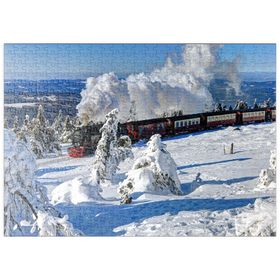 Darstellung des Puzzle-Motivs Brockenbahn auf der Fahrt zum Brocken (1142m), Harz – Puzzleteile: 500