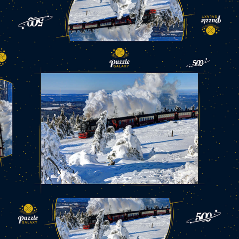 Brockenbahn auf der Fahrt zum Brocken (1142m), Harz 500 Puzzle Schachtel 3D Modell