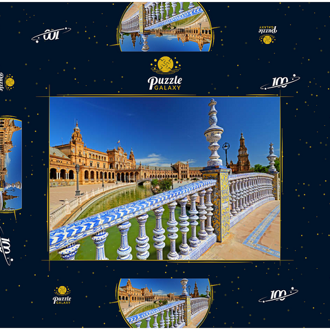 Plaza de Espana, Sevilla, Andalusien, Spanien 100 Puzzle Schachtel 3D Modell