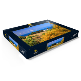 Alternative Darstellung des Puzzle-Motivs Blühende Mimosen und Ferienhaus mit Blick zum Ätna (3323m) – Puzzleteile: 200