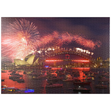 puzzleplate Neujahrs-Feuerwerk mit Opera House und Harbour Bridge, Sydney, New South Wales, Australien 1000 Puzzle