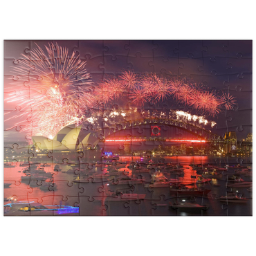 puzzleplate Neujahrs-Feuerwerk mit Opera House und Harbour Bridge, Sydney, New South Wales, Australien 100 Puzzle
