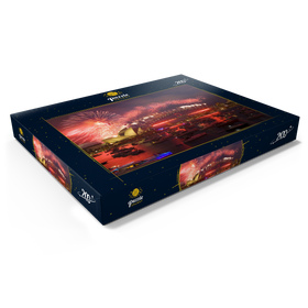Darstellung des Puzzle Motivs Neujahrs-Feuerwerk mit Opera House und Harbour Bridge, Sydney, Australien - Puzzleteile: 200
