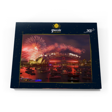 Neujahrs-Feuerwerk mit Opera House und Harbour Bridge, Sydney, New South Wales, Australien 200 Puzzle Schachtel Ansicht3
