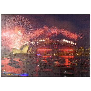 puzzleplate Neujahrs-Feuerwerk mit Opera House und Harbour Bridge, Sydney, New South Wales, Australien 200 Puzzle