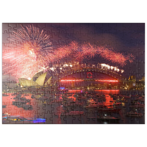 puzzleplate Neujahrs-Feuerwerk mit Opera House und Harbour Bridge, Sydney, New South Wales, Australien 200 Puzzle