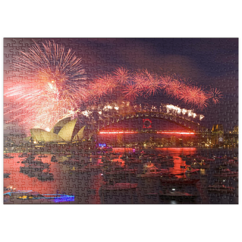 puzzleplate Neujahrs-Feuerwerk mit Opera House und Harbour Bridge, Sydney, New South Wales, Australien 500 Puzzle