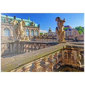 Darstellung des Puzzle-Motivs Skulpturen über dem Nymphenbad im Dresdner Zwinger – Puzzleteile: 1000