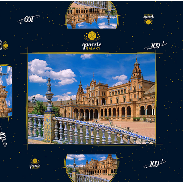 Palacio Central an der Plaza de Espana, Sevilla, Andalusien, Spanien 100 Puzzle Schachtel 3D Modell
