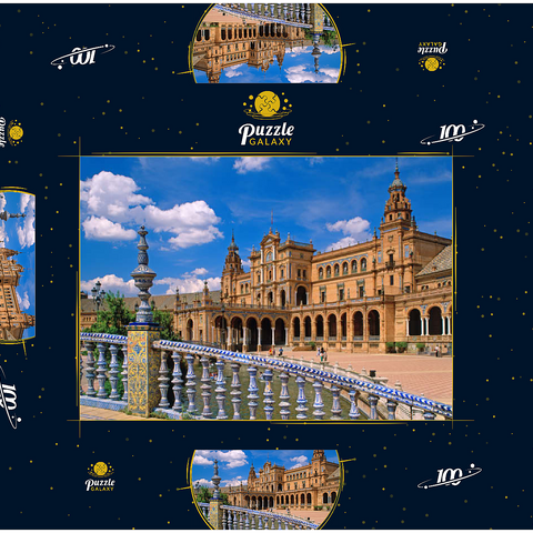 Palacio Central an der Plaza de Espana, Sevilla, Andalusien, Spanien 100 Puzzle Schachtel 3D Modell