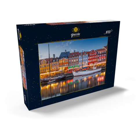 Abend am Stichkanal Nyhavn im Stadtteil Frederiksstaden 1000 Puzzle Schachtel Ansicht2