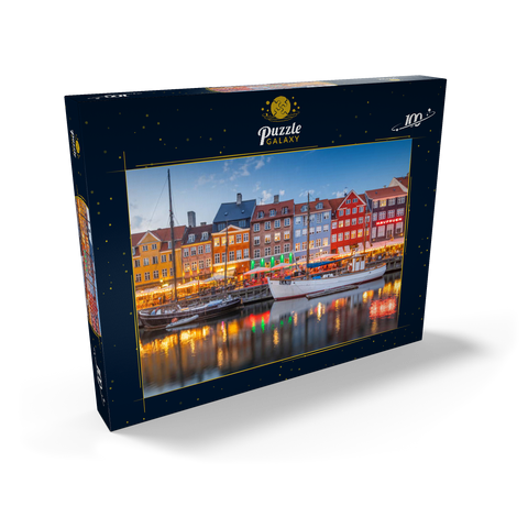 Abend am Stichkanal Nyhavn im Stadtteil Frederiksstaden 100 Puzzle Schachtel Ansicht2