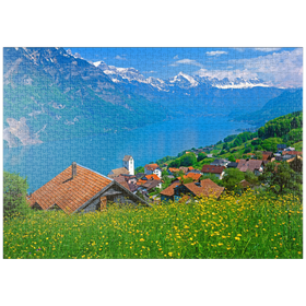 Darstellung des Puzzle-Motivs Blick über den Walensee zu den Churfirsten (2306m) – Puzzleteile: 1000