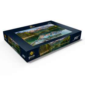 Alternative Darstellung des Puzzle-Motivs Eibsee mit Wettersteingebirge und Zugspitze (2962m) – Puzzleteile: 1000
