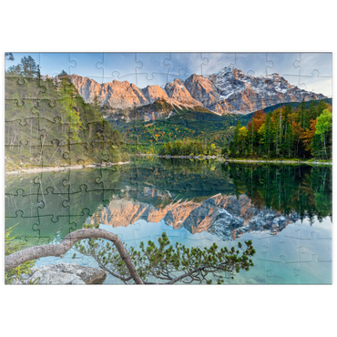 puzzleplate Eibsee mit Wettersteingebirge und Zugspitze (2962m) 100 Puzzle