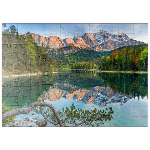 puzzleplate Eibsee mit Wettersteingebirge und Zugspitze (2962m) 100 Puzzle