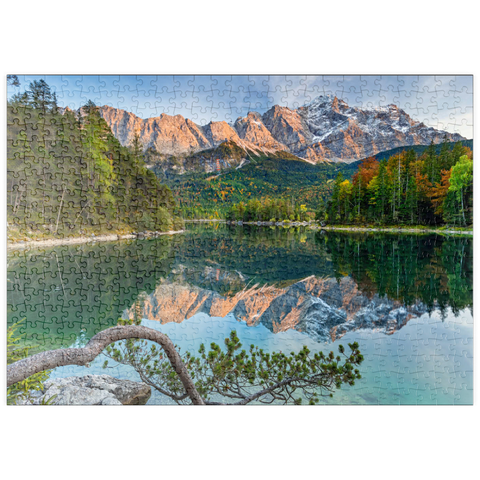 puzzleplate Eibsee mit Wettersteingebirge und Zugspitze (2962m) 500 Puzzle