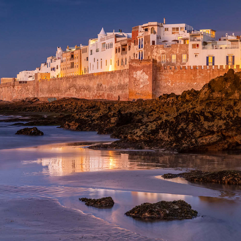 Essaouira, Blick zur Altstadt an der Atlantikküste im Abendlicht 100 Puzzle 3D Modell