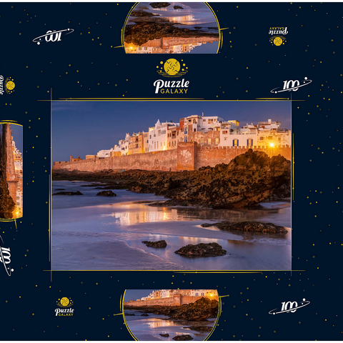 Essaouira, Blick zur Altstadt an der Atlantikküste im Abendlicht 100 Puzzle Schachtel 3D Modell