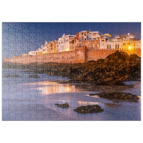 Darstellung des Puzzle Motivs Essaouira, Blick zur Altstadt an der Atlantikküste im Abendlicht - Puzzleteile: 200