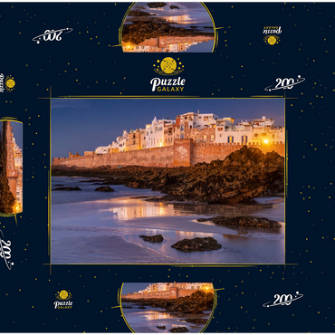 Essaouira, Blick zur Altstadt an der Atlantikküste im Abendlicht 200 Puzzle Schachtel 3D Modell