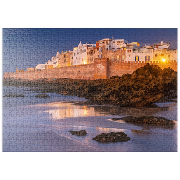 puzzleplate Essaouira, Blick zur Altstadt an der Atlantikküste im Abendlicht 500 Puzzle