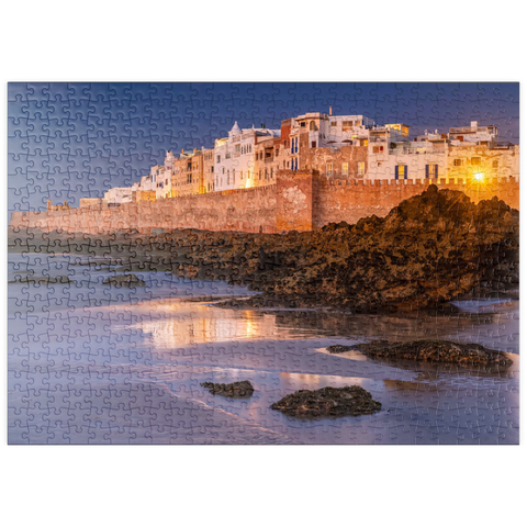 puzzleplate Essaouira, Blick zur Altstadt an der Atlantikküste im Abendlicht 500 Puzzle