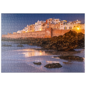 Darstellung des Puzzle Motivs Essaouira, Blick zur Altstadt an der Atlantikküste im Abendlicht - Puzzleteile: 500
