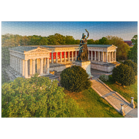 Darstellung des Puzzle Motivs Bavaria vor der Ruhmeshalle auf der Theresienhöhe bei Sonnenaufgang - Puzzleteile: 1000