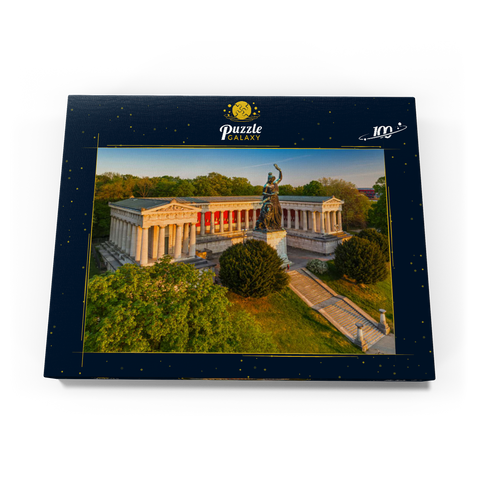 Bavaria vor der Ruhmeshalle auf der Theresienhöhe bei Sonnenaufgang 100 Puzzle Schachtel Ansicht3