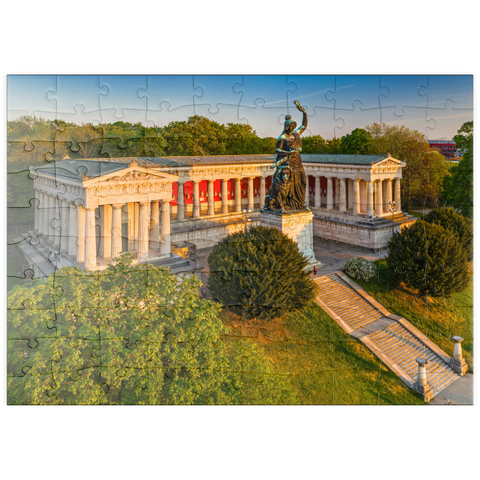 puzzleplate Bavaria vor der Ruhmeshalle auf der Theresienhöhe bei Sonnenaufgang 100 Puzzle