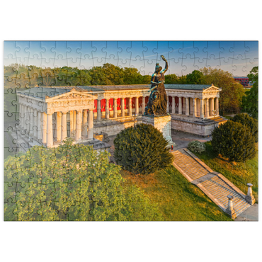 puzzleplate Bavaria vor der Ruhmeshalle auf der Theresienhöhe bei Sonnenaufgang 200 Puzzle