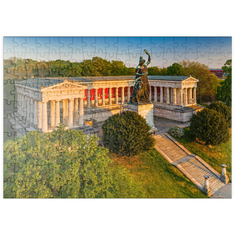 puzzleplate Bavaria vor der Ruhmeshalle auf der Theresienhöhe bei Sonnenaufgang 200 Puzzle