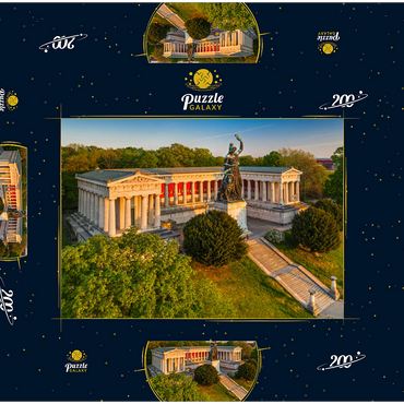 Bavaria vor der Ruhmeshalle auf der Theresienhöhe bei Sonnenaufgang 200 Puzzle Schachtel 3D Modell