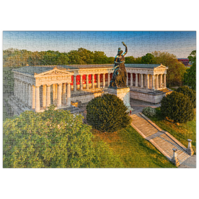 Darstellung des Puzzle Motivs Bavaria vor der Ruhmeshalle auf der Theresienhöhe bei Sonnenaufgang - Puzzleteile: 500
