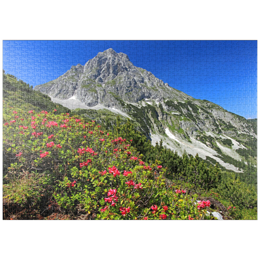 puzzleplate Blühende Alpenrosen bei der Coburger Hütte, Tirol, Österreich 1000 Puzzle