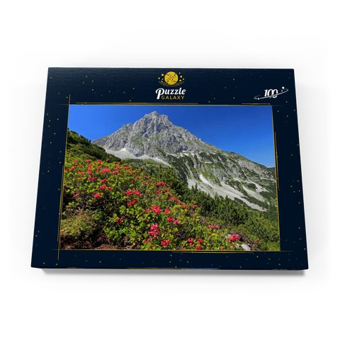 Blühende Alpenrosen bei der Coburger Hütte, Tirol, Österreich 100 Puzzle Schachtel Ansicht3