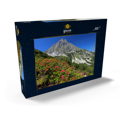 Blühende Alpenrosen bei der Coburger Hütte, Tirol, Österreich 500 Puzzle Schachtel Ansicht2