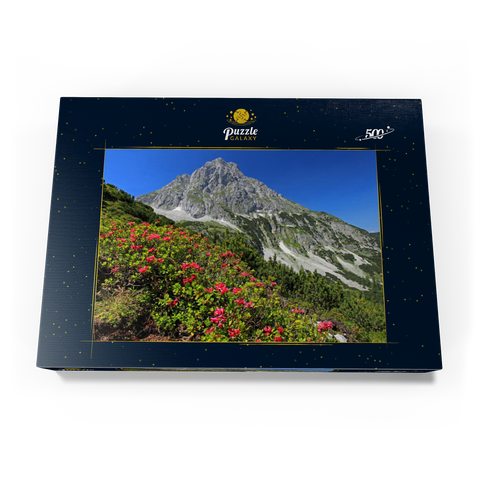 Blühende Alpenrosen bei der Coburger Hütte, Tirol, Österreich 500 Puzzle Schachtel Ansicht3