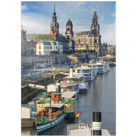 Darstellung des Puzzle-Motivs Terrassenufer mit den Schiffen der weißen Flotte – Puzzleteile: 1000
