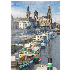 Darstellung des Puzzle-Motivs Terrassenufer mit den Schiffen der weißen Flotte – Puzzleteile: 200
