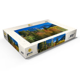 Alternative Darstellung des Puzzle-Motivs Blick zur Geislergruppe, Naturpark Puez-Geisler, Villnösstal, Südtirol – Puzzleteile: 1000